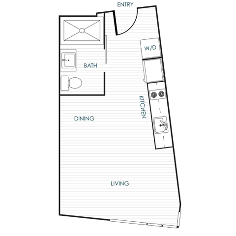 Floor plan for studio, 1 bath, 437 sqft